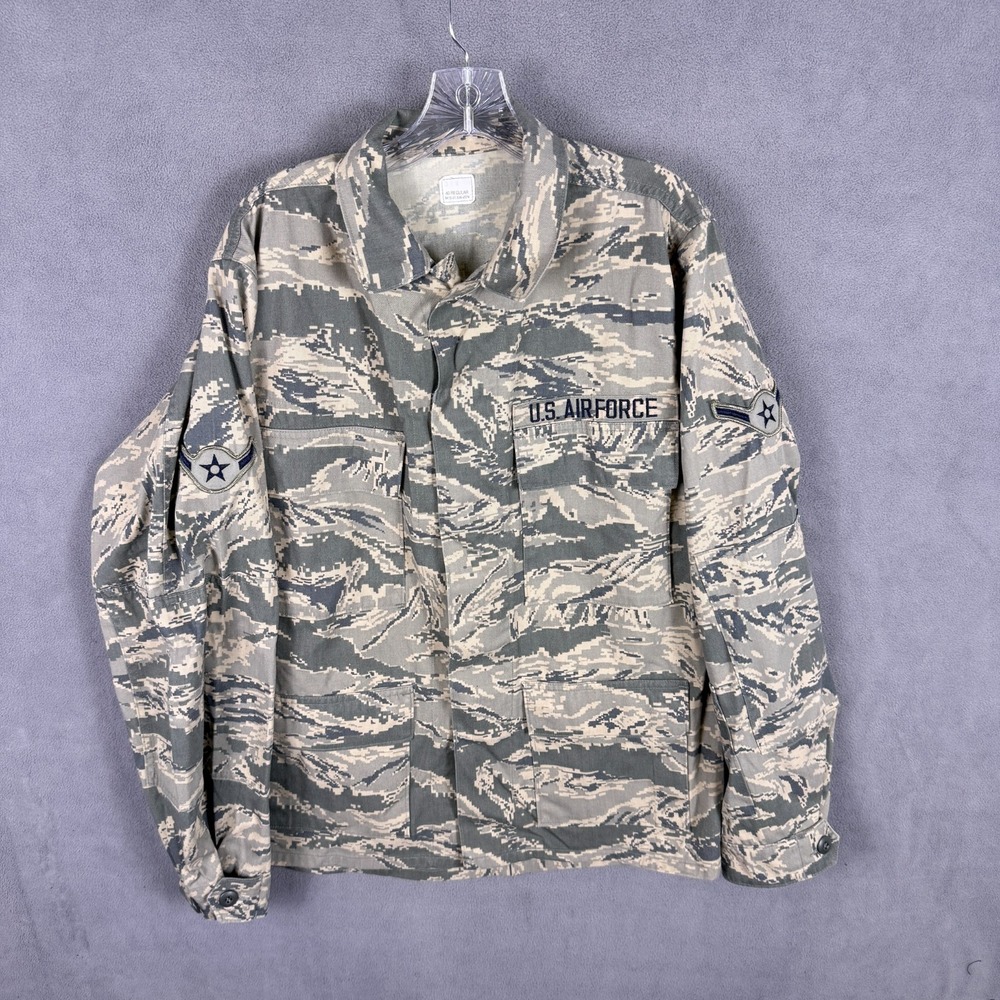 US Air Force Mens Utility Coat 40R Embroidered Military‎ Patches Camouflage DSCP